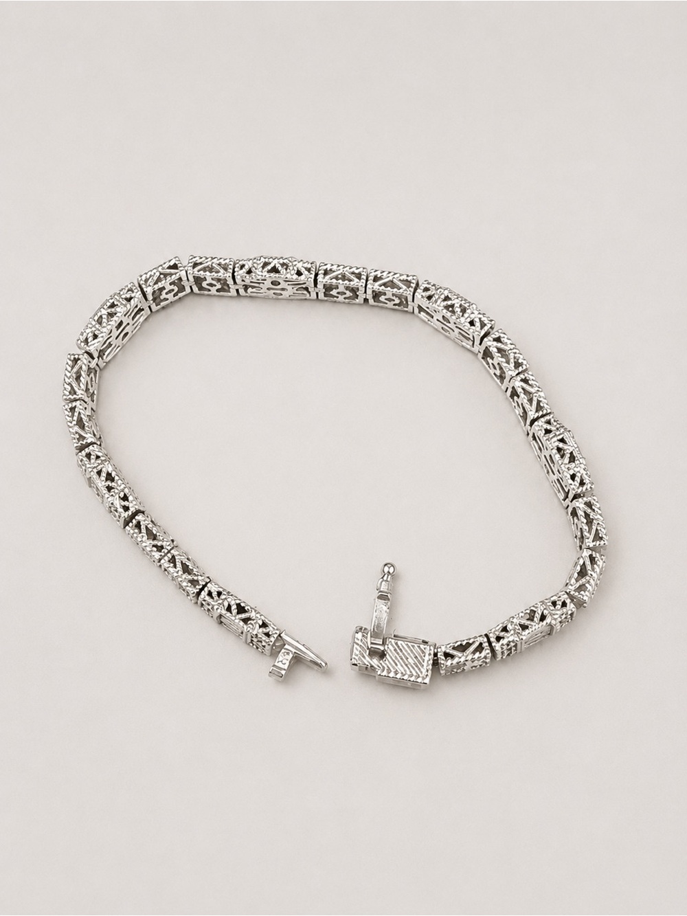 Judith Ripka Silver-Tone Sparkling Box-Link Bracelet - Picture 2 of 3